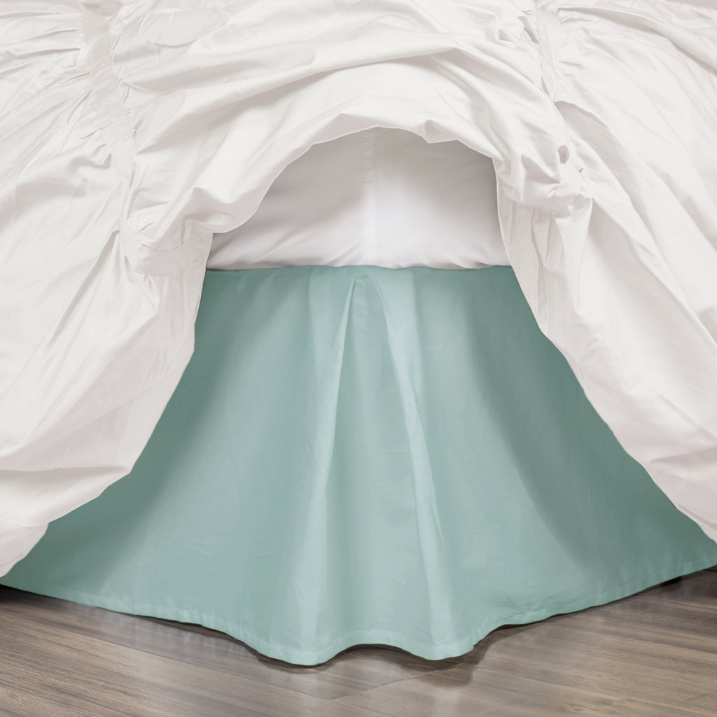 Bedroom inspiration and bedding decor | Seafoam Green Pleated Bed Skirt Duvet Cover | Crane and Canopy