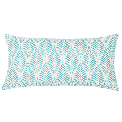 Teal and White Palm Throw Pillow
