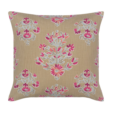 The Beige Sophia Floral Square Throw Pillow