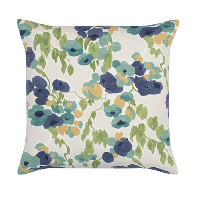 The Blue and Green Sweet Blossom Square Throw Pillow