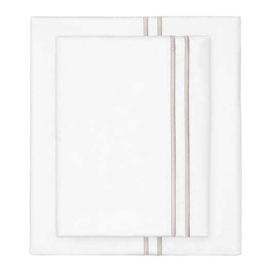 Dove Grey Lines Embroidered Sheet Set (Fitted, Flat, & Pillow Cases)
