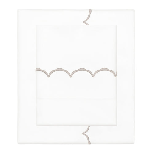 Dove Grey Wavelet Embroidered Sheet Set (Fitted, Flat, & Pillow Cases)