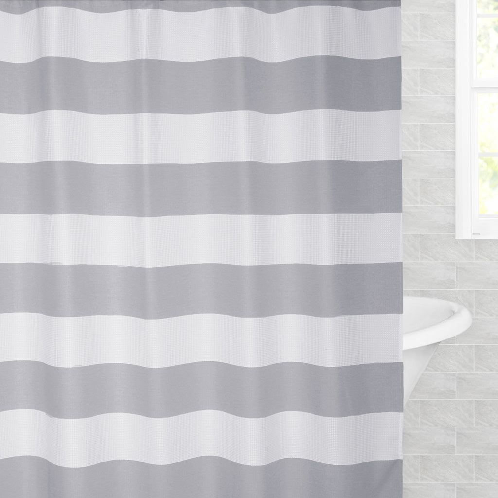 Bedroom inspiration and bedding decor | The Grey Sail Striped Shower Curtain Duvet Cover | Crane and Canopy
