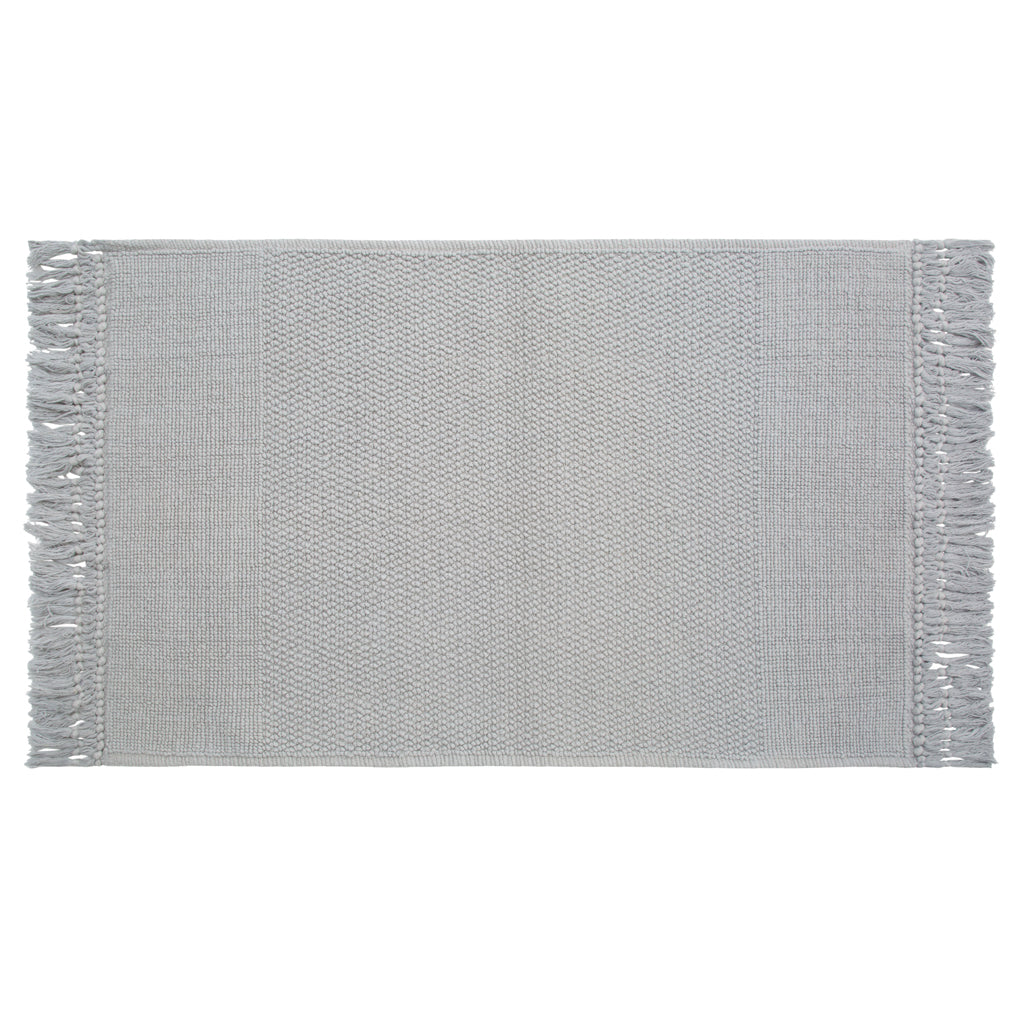 The Grey Fringed Textured Bath Mat