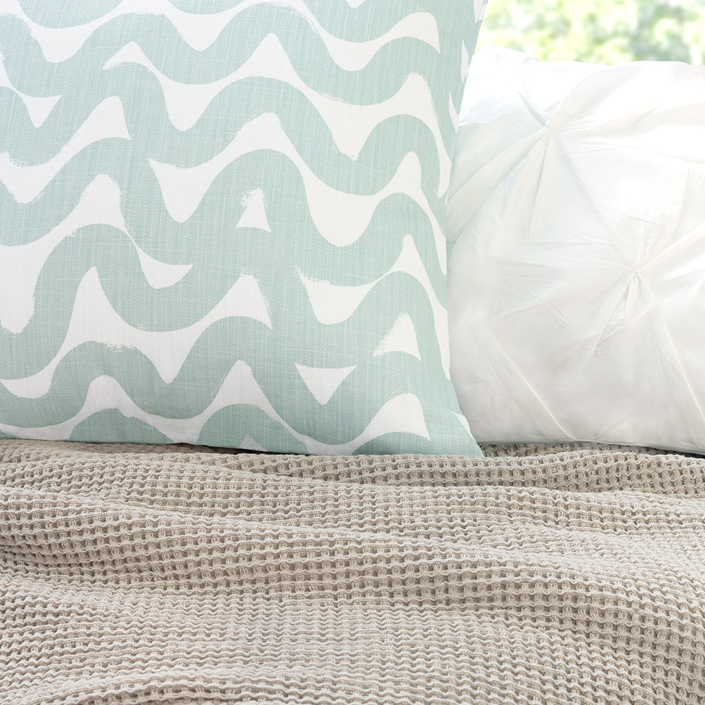 The Seafoam Green Modern Waves Square Throw Pillow