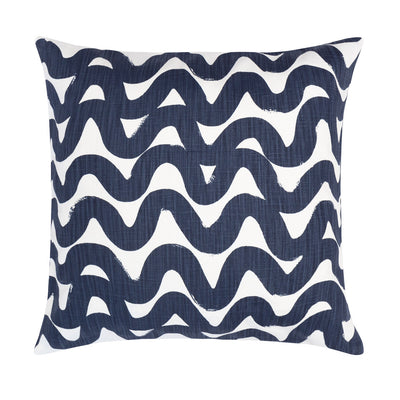 The Navy Modern Waves Square Throw Pillow