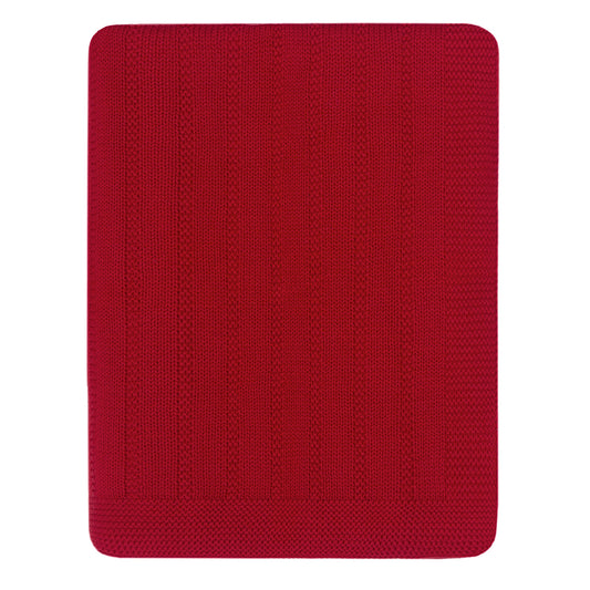 The Red Border Ribbed Knit Throw