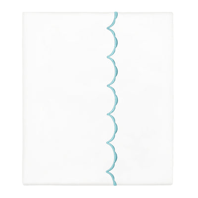 Turquoise Wavelet Embroidered Flat Sheet