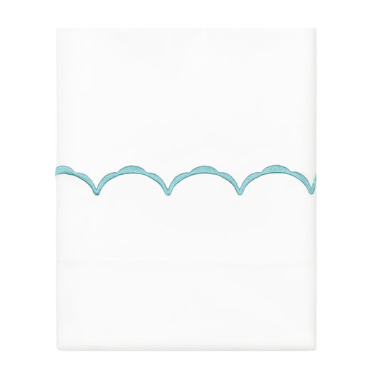 Turquoise Wavelet Embroidered Pillowcase Pair
