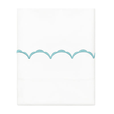 Turquoise Wavelet Embroidered Pillowcase Pair