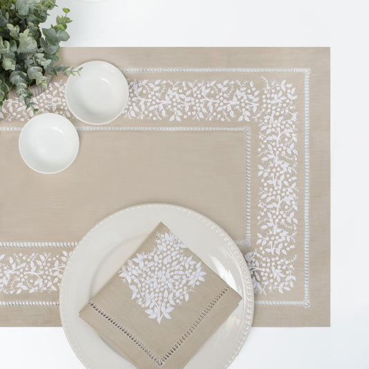 The Embroidered Botanical Hemstitch Table Runner