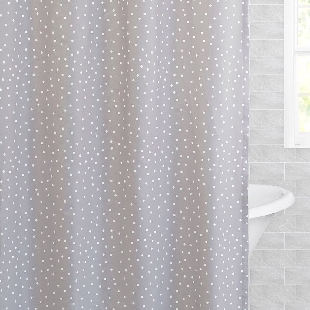 Bedroom inspiration and bedding decor | The Grey Polka Dot Shower Curtain Duvet Cover | Crane and Canopy