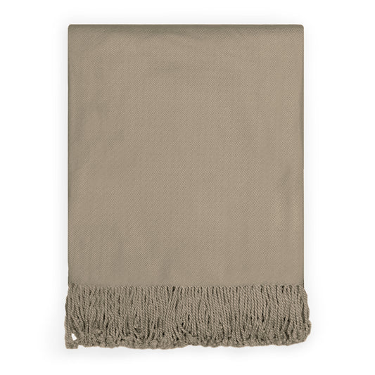 The Warm Taupe Fringed Throw Blanket
