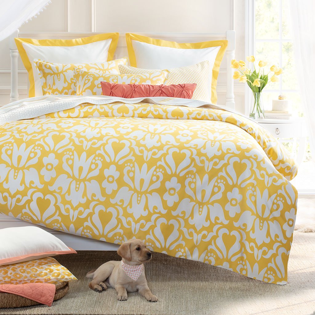 Bedroom inspiration and bedding decor | Montgomery Yellow Duvet Cover Duvet Cover | Crane and Canopy