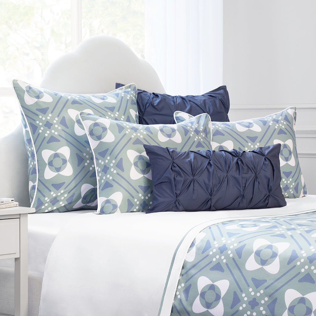 The Slate Blue Pintuck Throw Pillow