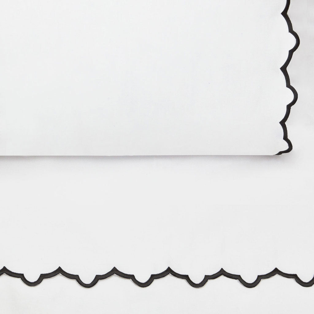 The Black Scalloped Embroidered Sheet Set