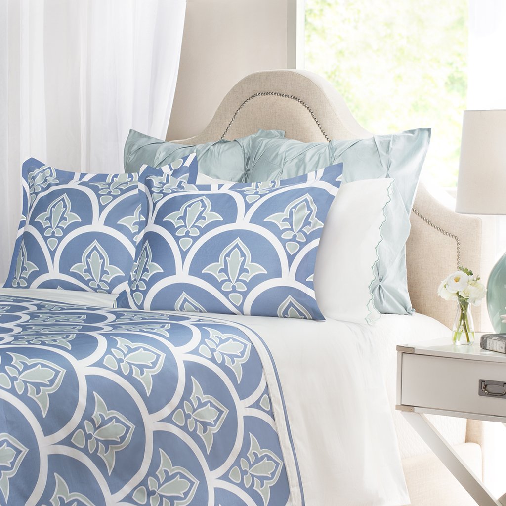 Bedroom inspiration and bedding decor | Blue Clementina Euro Sham Duvet Cover | Crane and Canopy