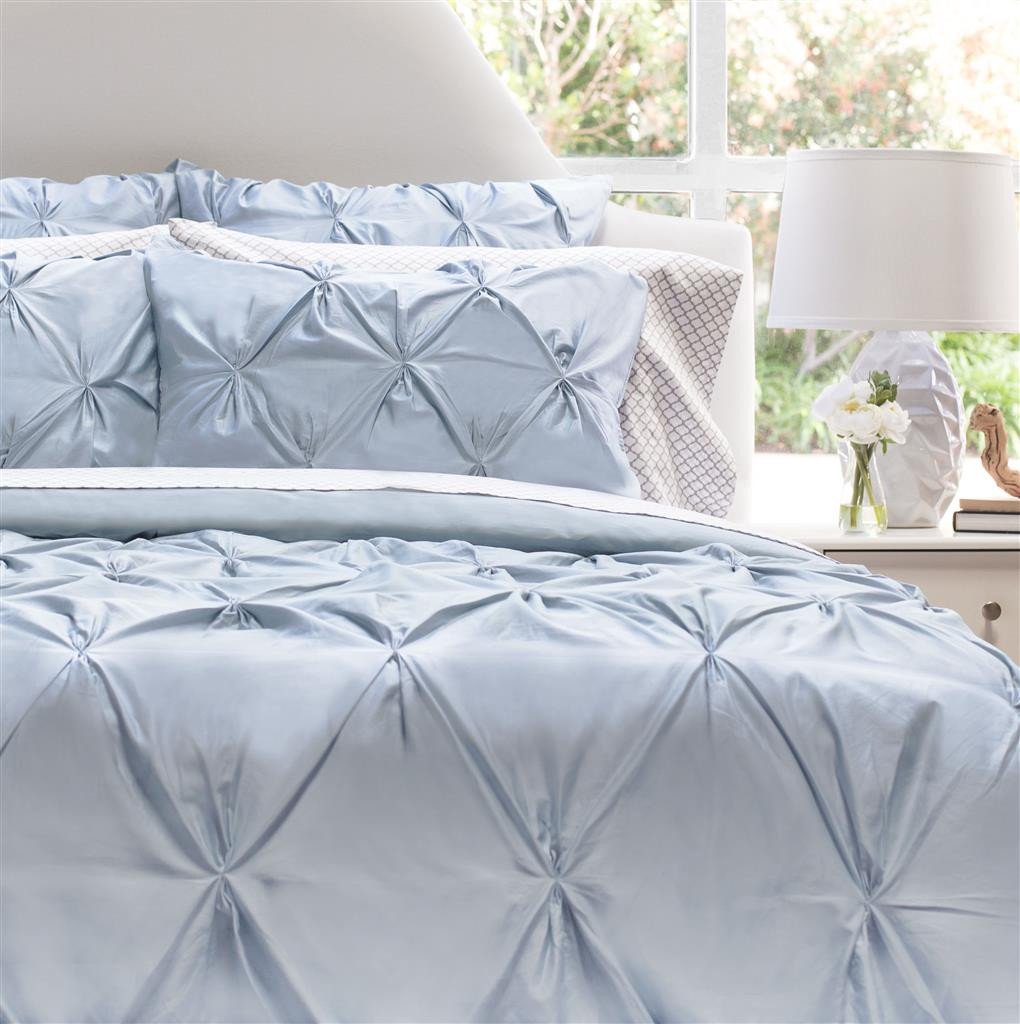 French Blue Valencia Pintuck Duvet Cover