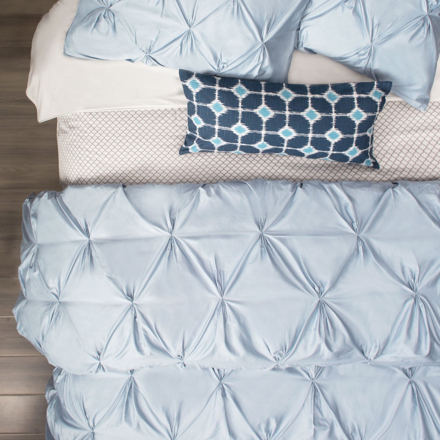 French Blue Valencia Pintuck Sham Pair