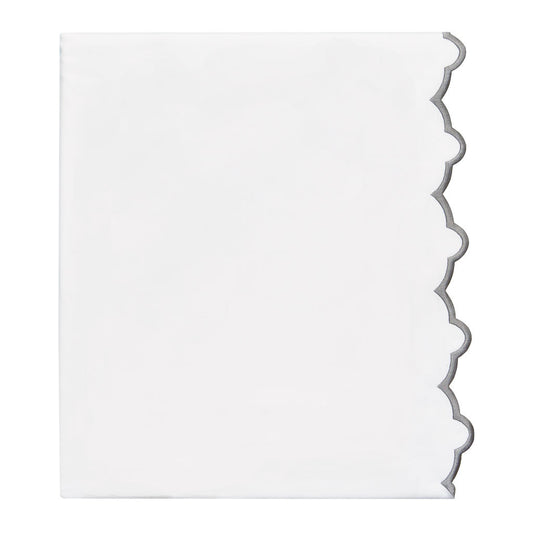 Gray Scalloped Embroidered Flat Sheet