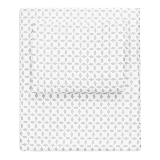 Grey Morning Glory Sheet Set  (Fitted, Flat, & Pillow Cases)