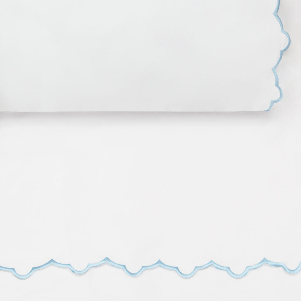 The Light Blue Scalloped Embroidered Sheet Set