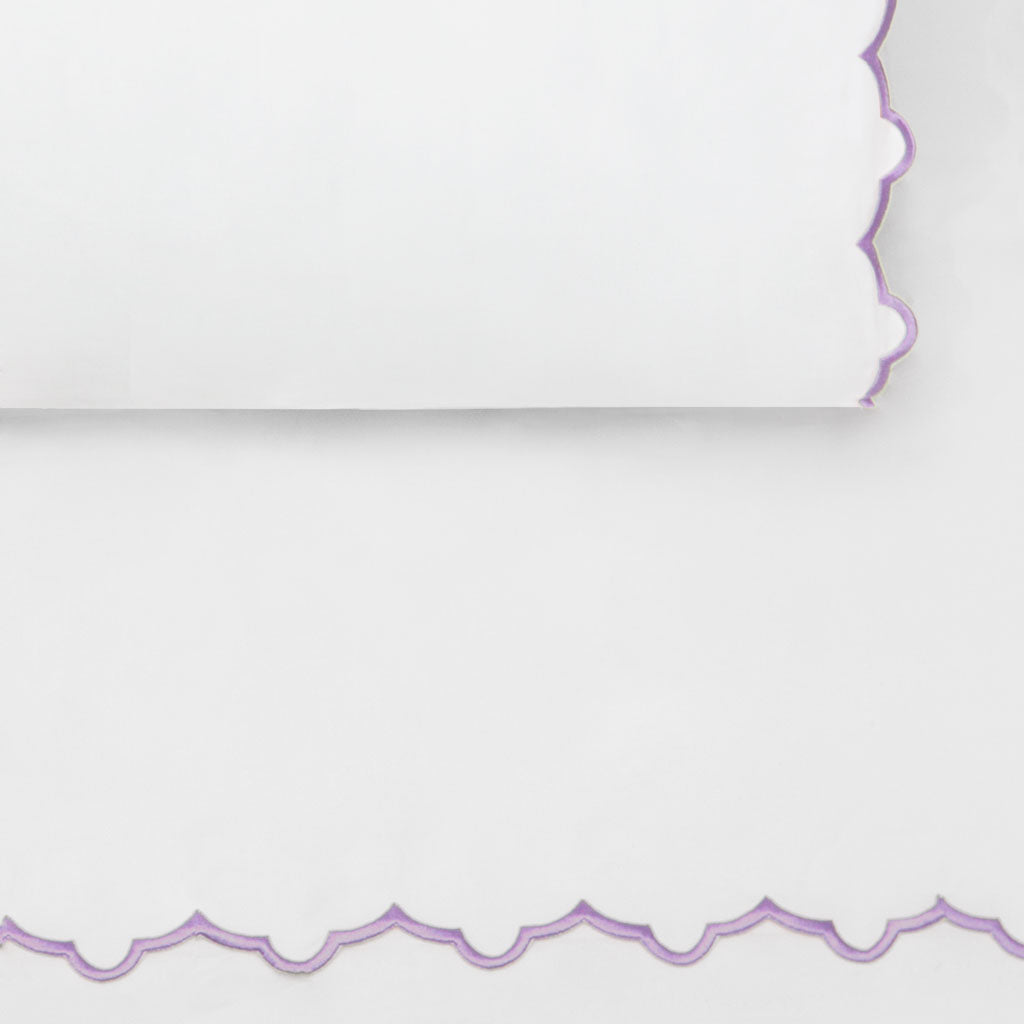 The Lilac Purple Scalloped Embroidered Sheet Set