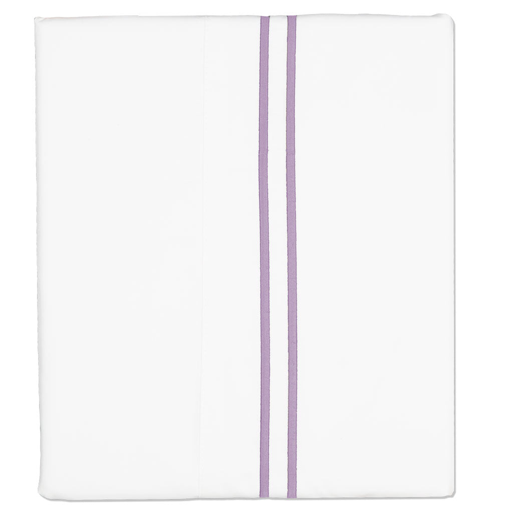 Lilac Purple Lines Embroidered Flat Sheet