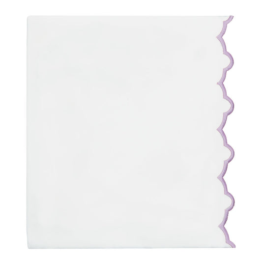 Lilac Purple Scalloped Embroidered Flat Sheet