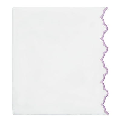 Lilac Purple Scalloped Embroidered Flat Sheet