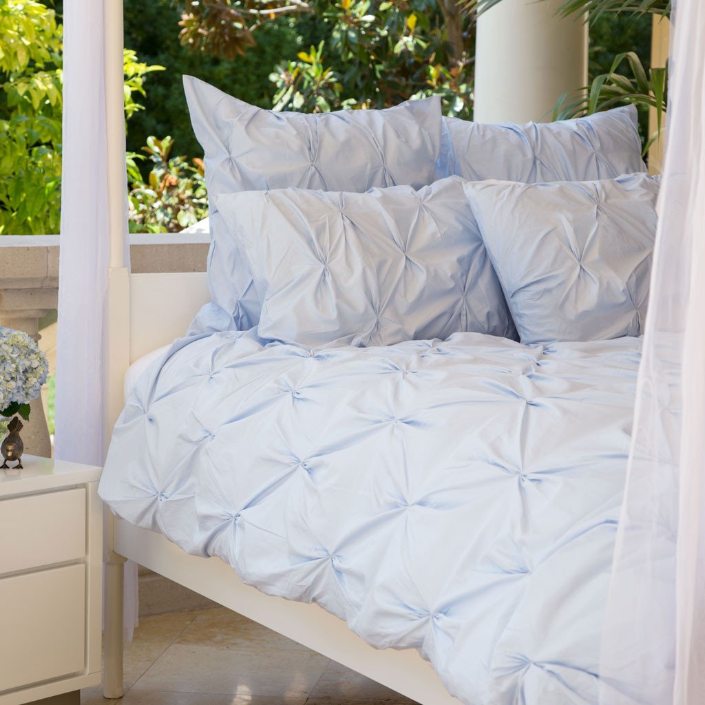 Light Blue Valencia Pintuck Sham Pair