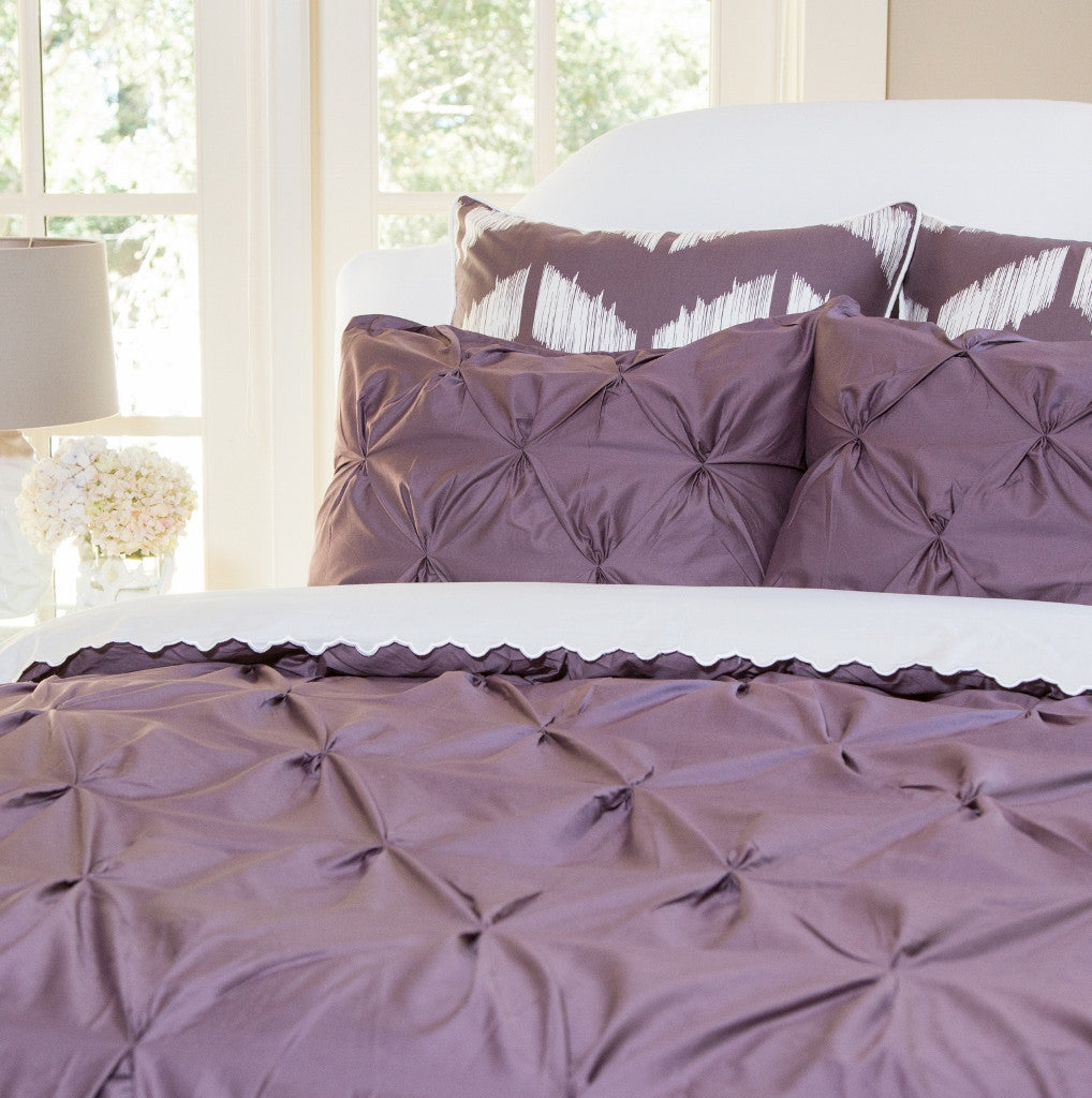 Bedroom inspiration and bedding decor | Plum Purple Valencia Pintuck Sham Pair Duvet Cover | Crane and Canopy
