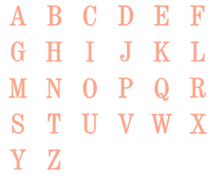 Image of all the letters in Traditional