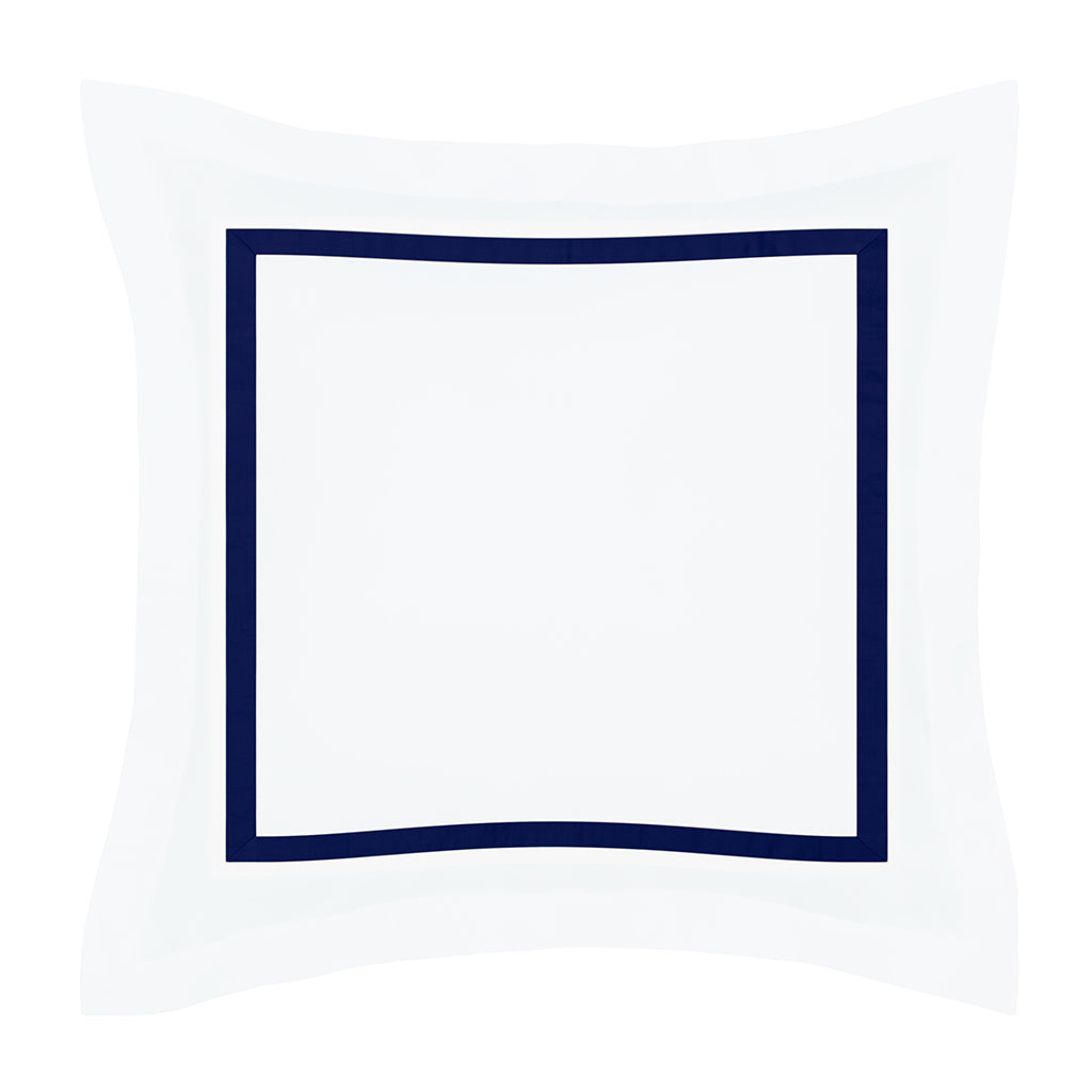 Bedroom inspiration and bedding decor | Bella Navy Framed Percale Euro Sham Duvet Cover | Crane and Canopy