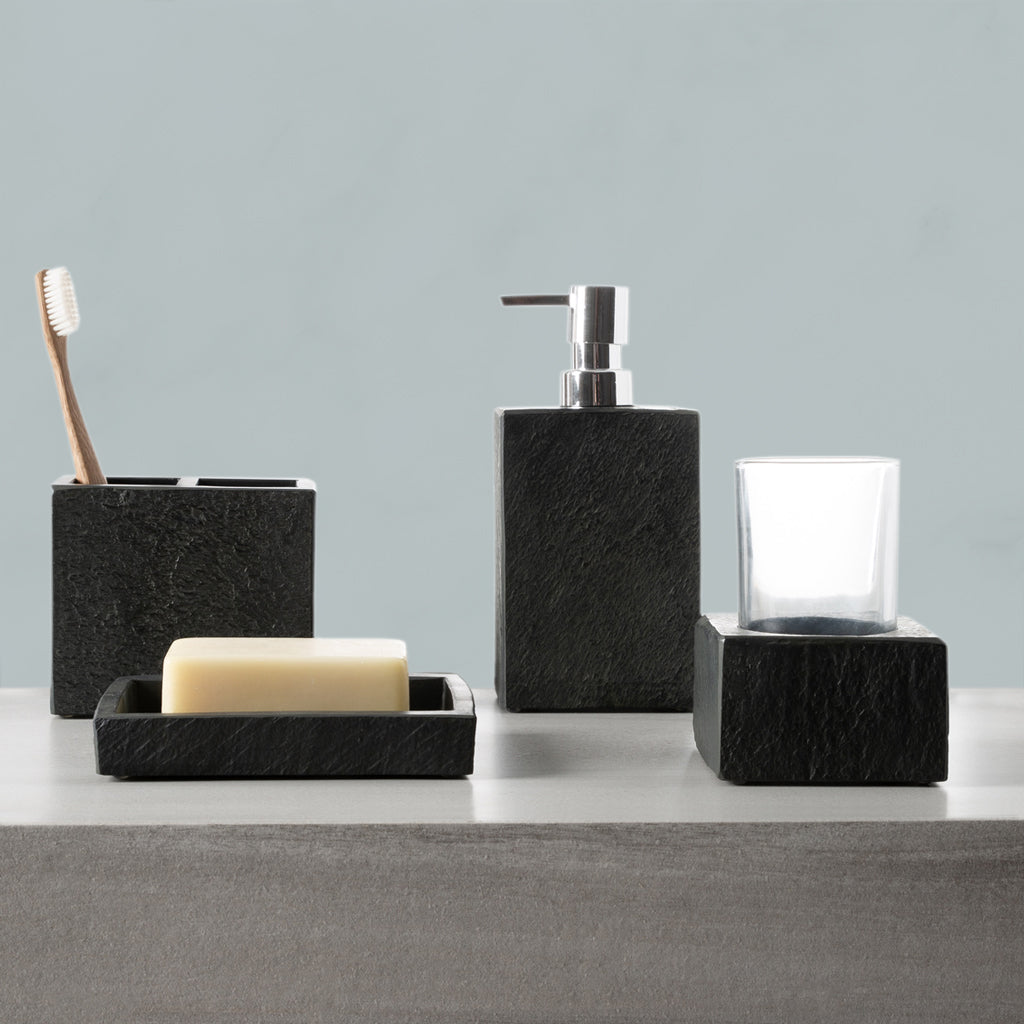 The Charcoal Slate Resin Bath Accessories