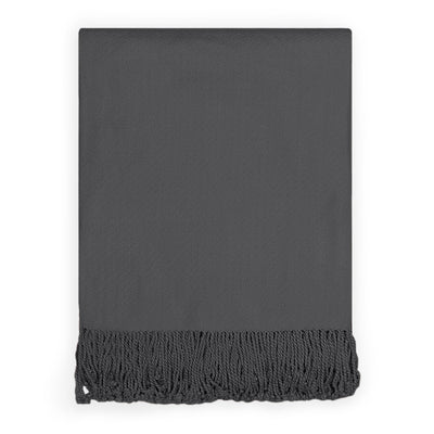 The Charcoal Grey Fringed Throw Blanket