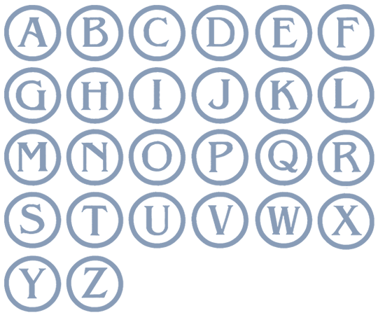Image of all the letters in Stamp