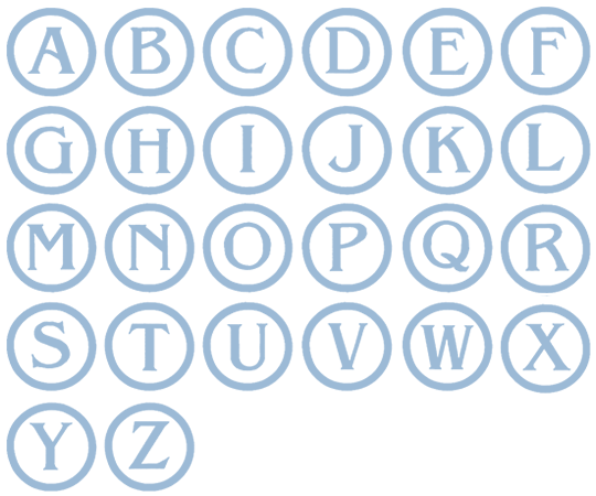 Image of all the letters in Stamp