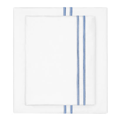 Coastal Blue Lines Embroidered Sheet Set (Fitted, Flat, & Pillow Cases)