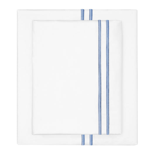 Coastal Blue Lines Embroidered Sheet Set (Fitted, Flat, & Pillow Cases)