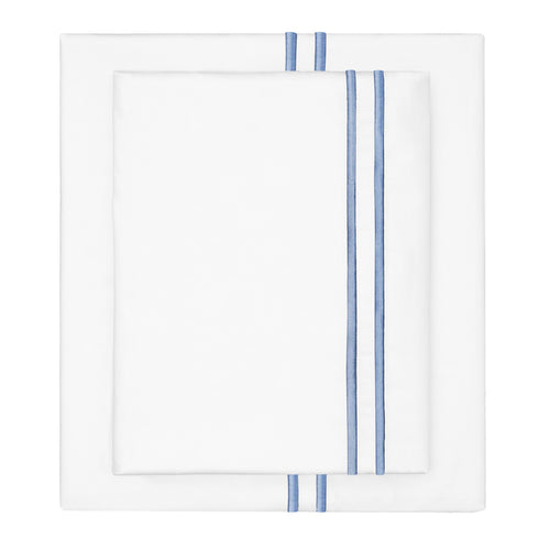 Coastal Blue Lines Embroidered Sheet Set (Fitted, Flat, & Pillow Cases)