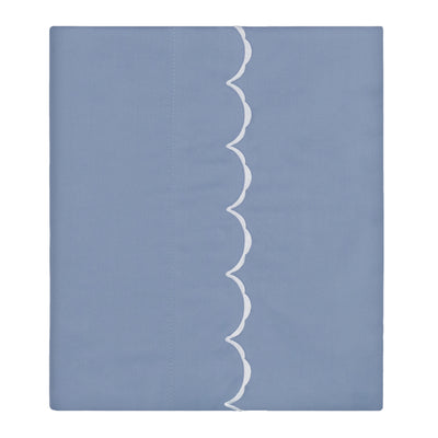 Coastal Blue Wavelet Embroidered Flat Sheet