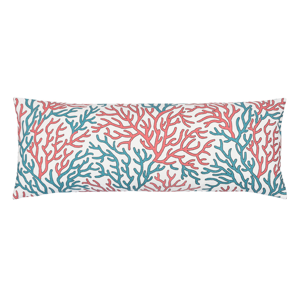 The Coral and Teal Reef Extra Long Lumbar Throw Pillow