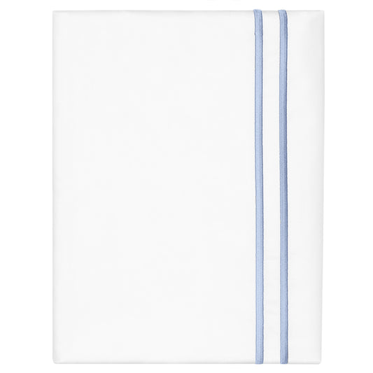 Cornflower Blue Lines Embroidered Pillowcase Pair