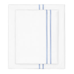 Cornflower Blue Lines Embroidered Flat Sheet
