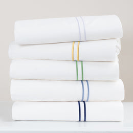 Marigold Yellow Lines Embroidered Sheet Set (Fitted, Flat, & Pillow Cases)