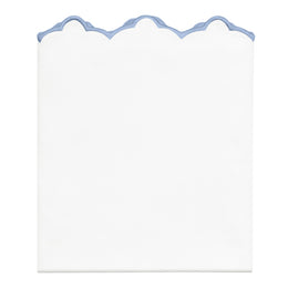 Cornflower Blue Scalloped Embroidered Pillowcase Pair