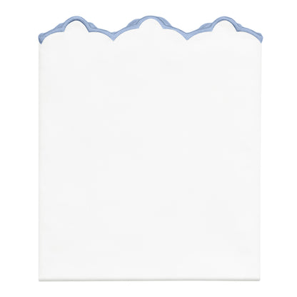 Cornflower Blue Scalloped Embroidered Pillowcase Pair