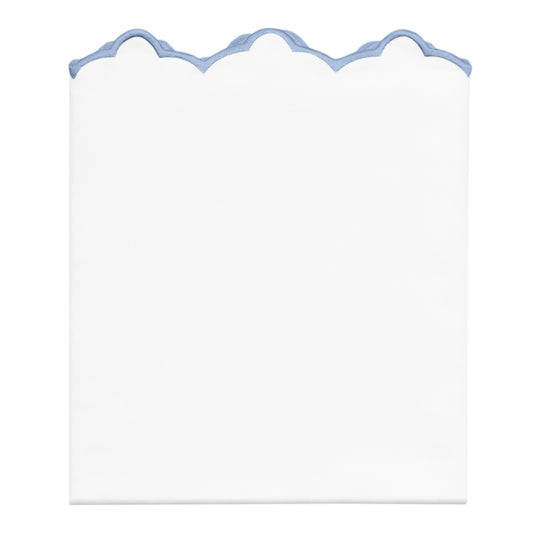 Cornflower Blue Scalloped Embroidered Pillowcase Pair
