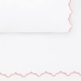 Pink Scalloped Embroidered Flat Sheet